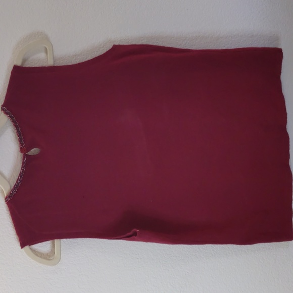 Bloomingdale's Burgundy Embellished sleeveless Top Lambs Wool Angora Classic l - Picture 7 of 7